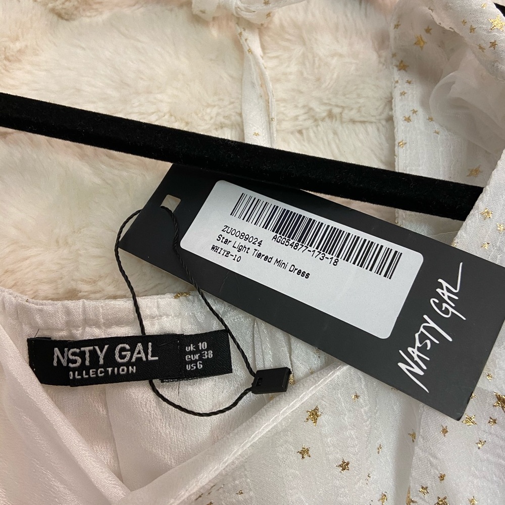 Nasty Gal White Mini Dress with Gold Star Print - Picture 6 of 8